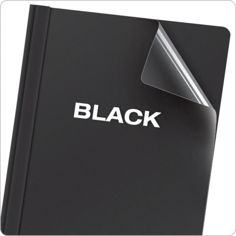 Oxford Duotangs, Clear Front Report Covers, Letter Size, Professional Black, 2-Prong Fasteners, Holds 100 Sheets, 25-Pack for School and Business Presentations