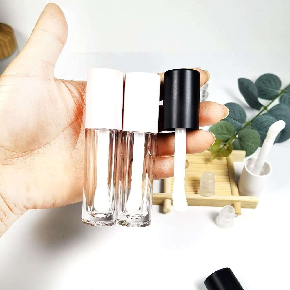 COSIDEA 24 pcs 5ml Empty Big Brush Lip Gloss Tube with Stopper, Big doe Foot Lipgloss Tubes