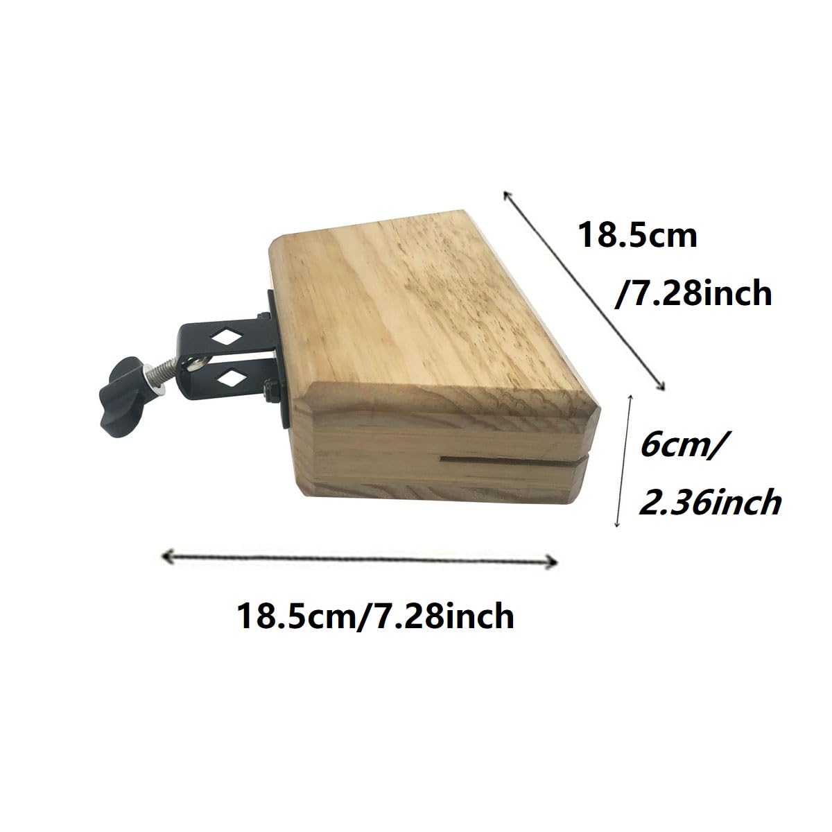 TUOREN Wood Block 6.9 Inch Wooden Jam Block Mountable Hand Percussion Drum Block Instrument for 3/8" Post Mount Drum Set Cymbal Stand Accessories
