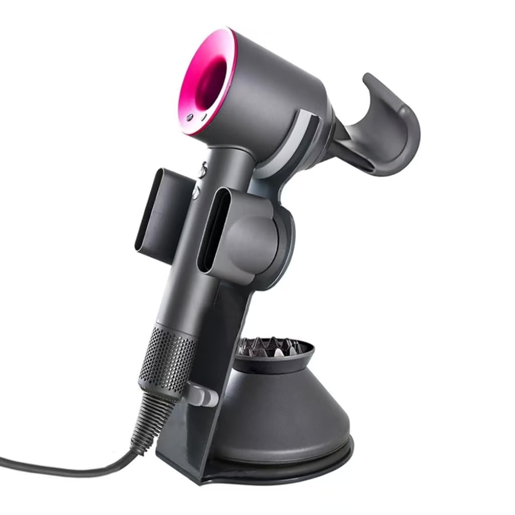Hair Dryer Holder Compatible for Dyson Supersonic, Magnetic Stand Holder with Power Plug Cable Organizer, Aluminum Alloy Bracket, Bathroom Organizer Compatible for Dyson Supersonic Hair Dryer, Diffuser and Nozzles