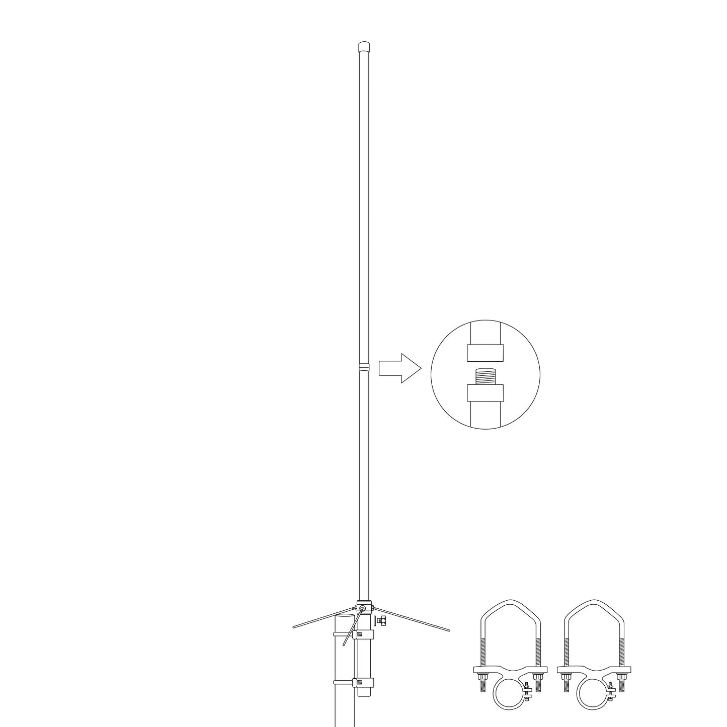 HYSHIKRA FB17UV Dual Band 2M/70CM Fiberglass 4.5/7.2dBi 66in. UHF-Female(SO239) Base Outdoor Roof Antenna with Bracket Mount for Kenwood Yaesu Motorola Icom Mobile Radio Transceiver