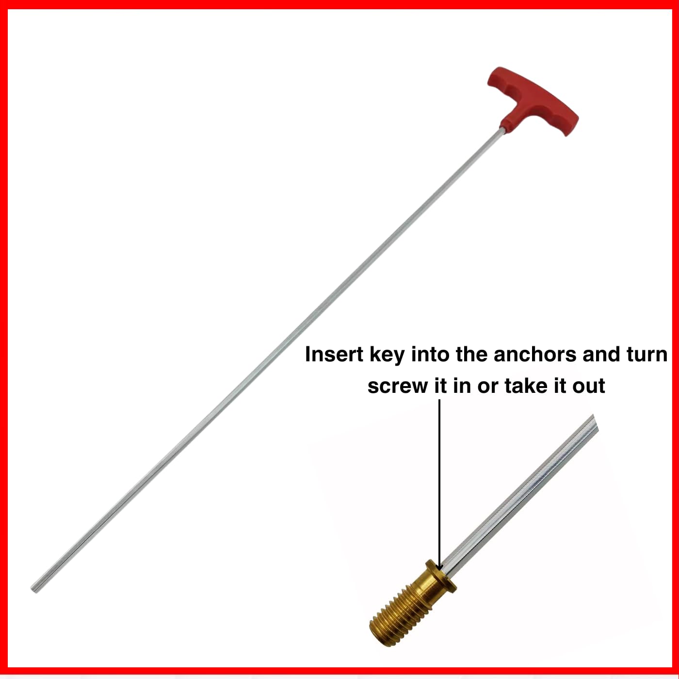 30 inches Extra Long Heavy Duty Swimming Pool Safety Cover Installation, Removal Rod Tool Plus Anchor Hex Key - Rod with Hex Key Combo