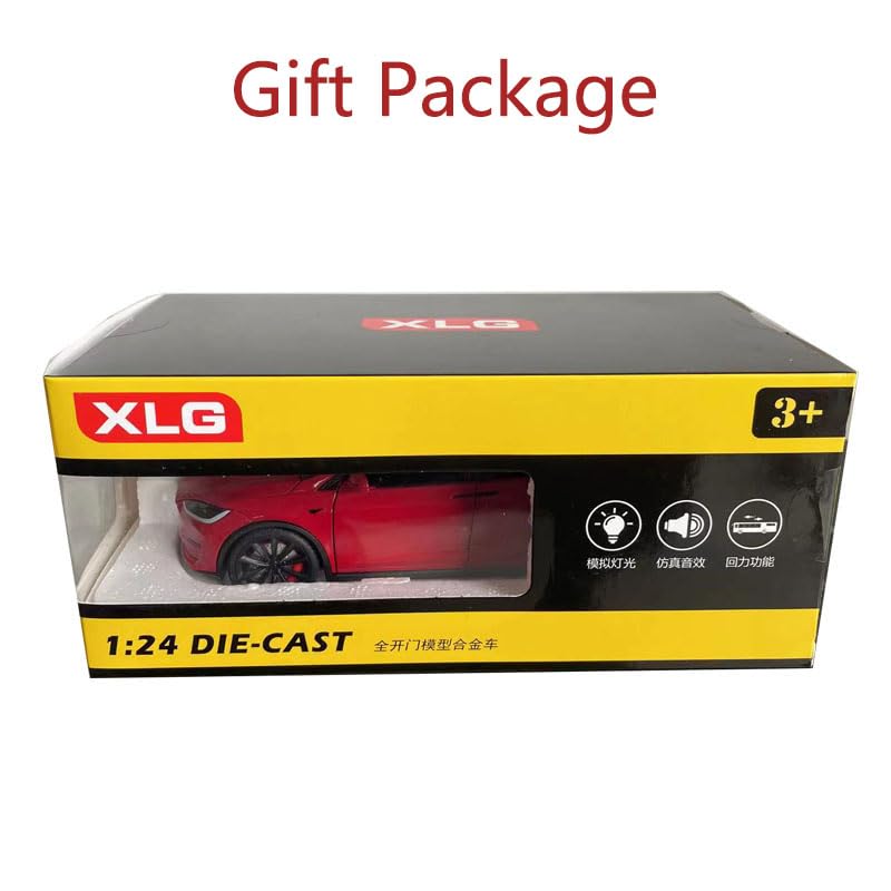 Andek 1:24 Model X Alloy Car Model Simulation Sound and Light Pull Back Toy Car Metal Sports Car Boys Collection Ornaments Gift (Red)