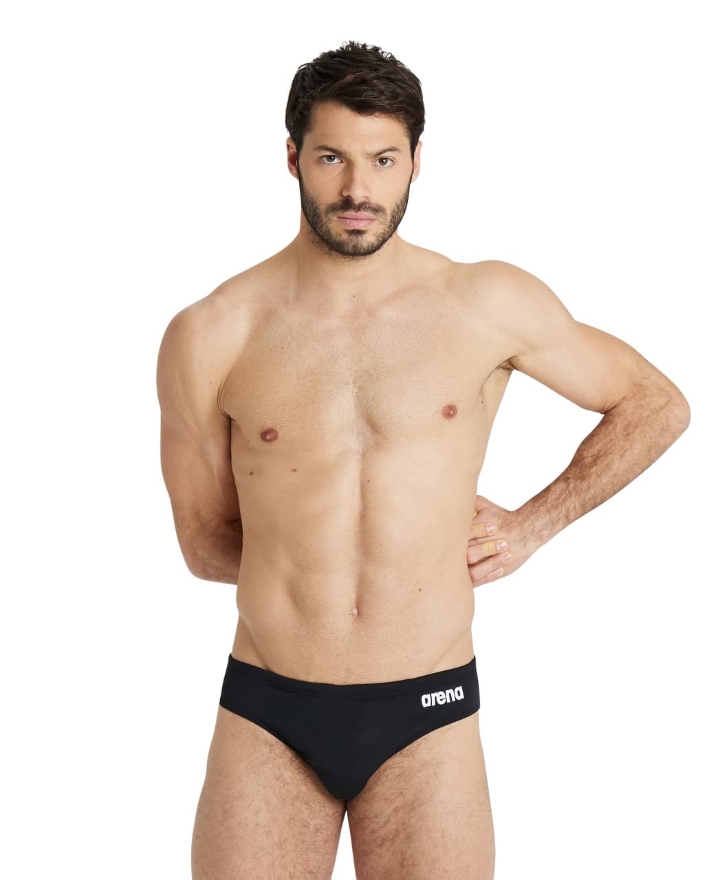 ARENA Men's Performance Solid Team Swim Briefs Black/White