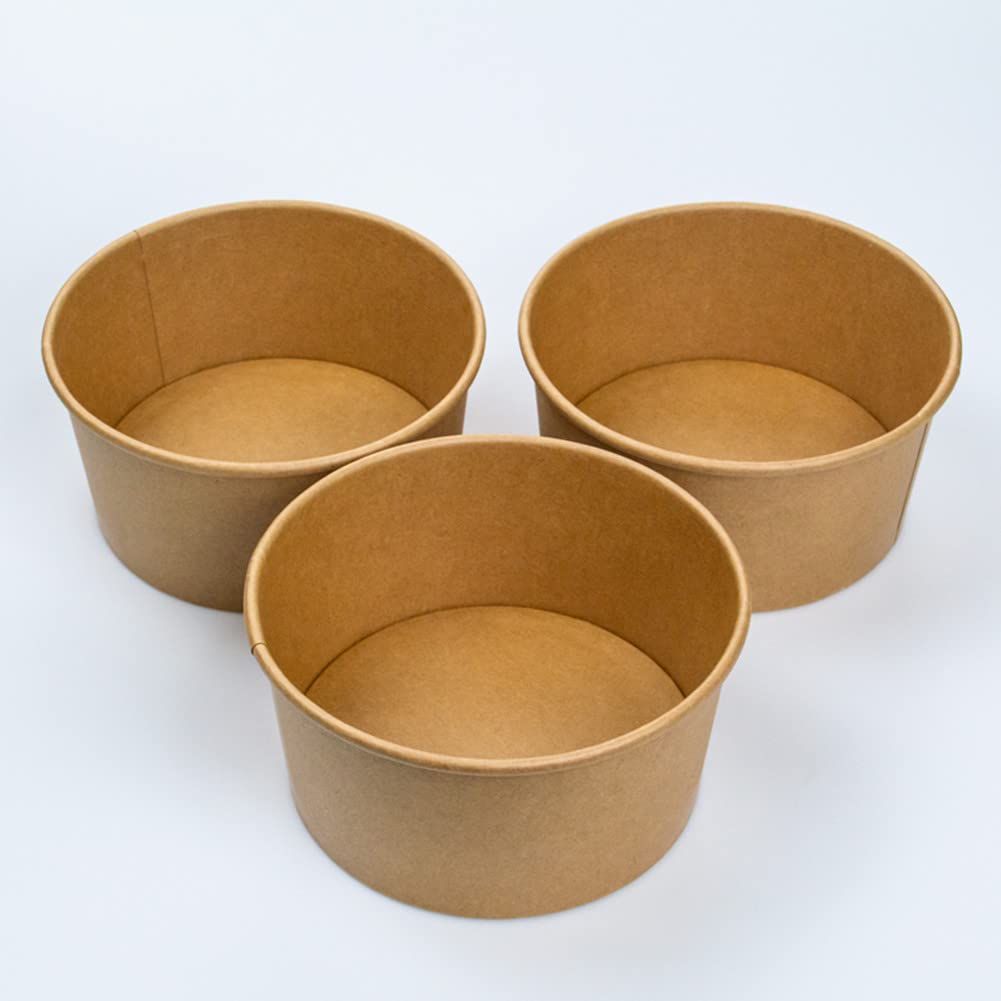 LESIBAG 42 Oz Large Paper Bowls, 50 count Disposable Salad Bowls Party Supplies for Hot/Cold Food, Soup - 1300 ML