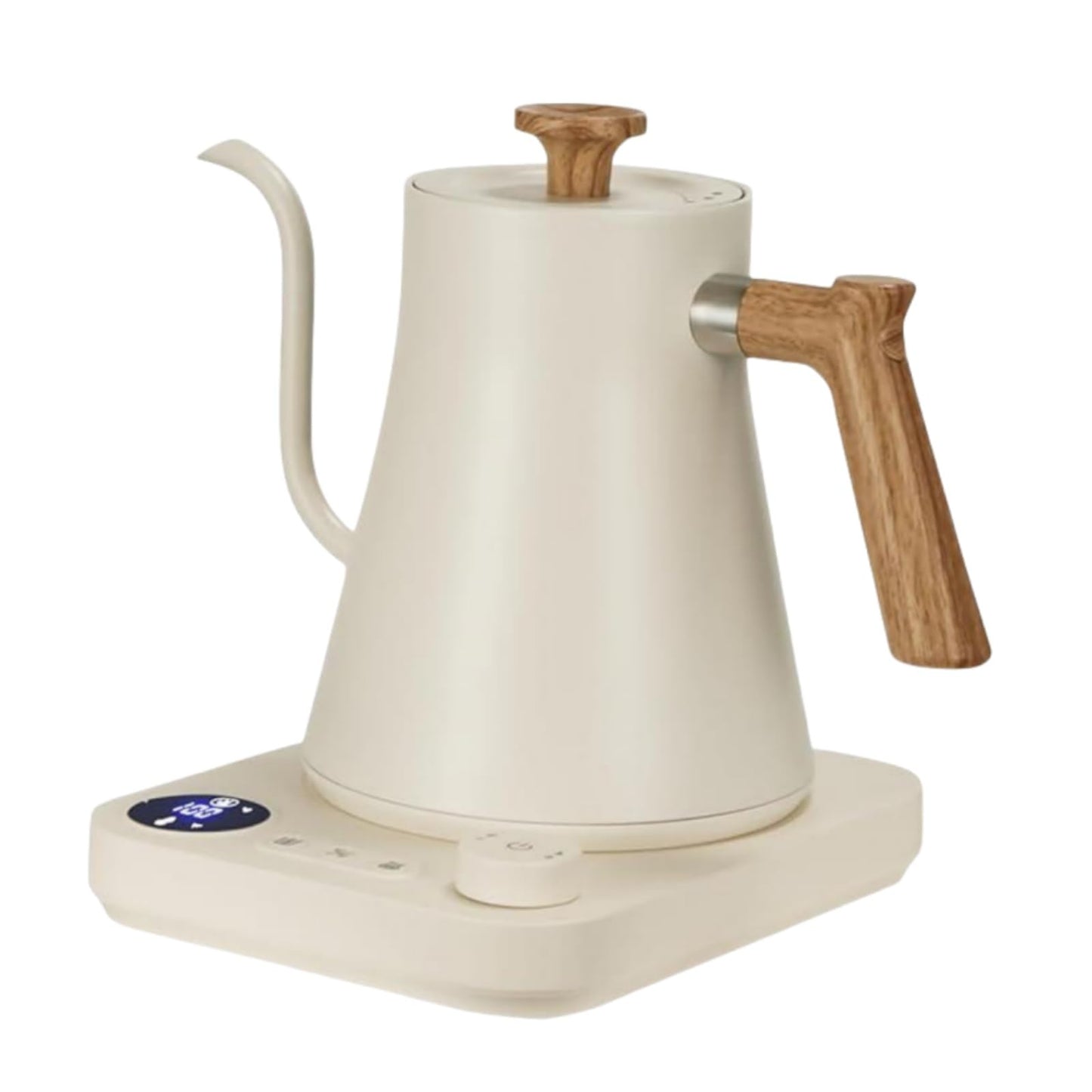 Electric Gooseneck Kettle, 304 Stainless Steel Electric Tea Kettle Temperature Control Pour-Over Coffee and Tea Pot 1200W Quick Heating Hot Water Boiler Anti-dry Protection, 0.9L (Cream White)