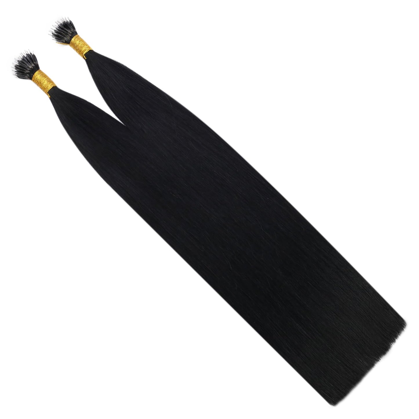 Ugeat Black Nano Beads Hair Extensions for Women Invisible Nano Tip Hair Extensions Human Hair Jet Black Human Hair Extensions Nano Extensions with Cold Fusion 22 Inch 50g 50s