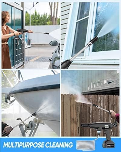 Aihand Cordless Pressure Washer, 986PSI Portable Power Cleaner with 2*4.0Ah Batteries, 6-IN-1/0-180° Nozzles, 3 Faucet Adapters, Handheld High-Pressure Car Washer for Fences/Patios, Charger Included