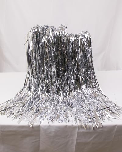 105 Pieces LED Wedding Wands, LED Wedding Streamer - Metallic Foil Tinsel Ribbon Sticks for Glitter Bridal Wedding Send Off Ideas Activities Holiday Celebration Favor (Mirror Silver)