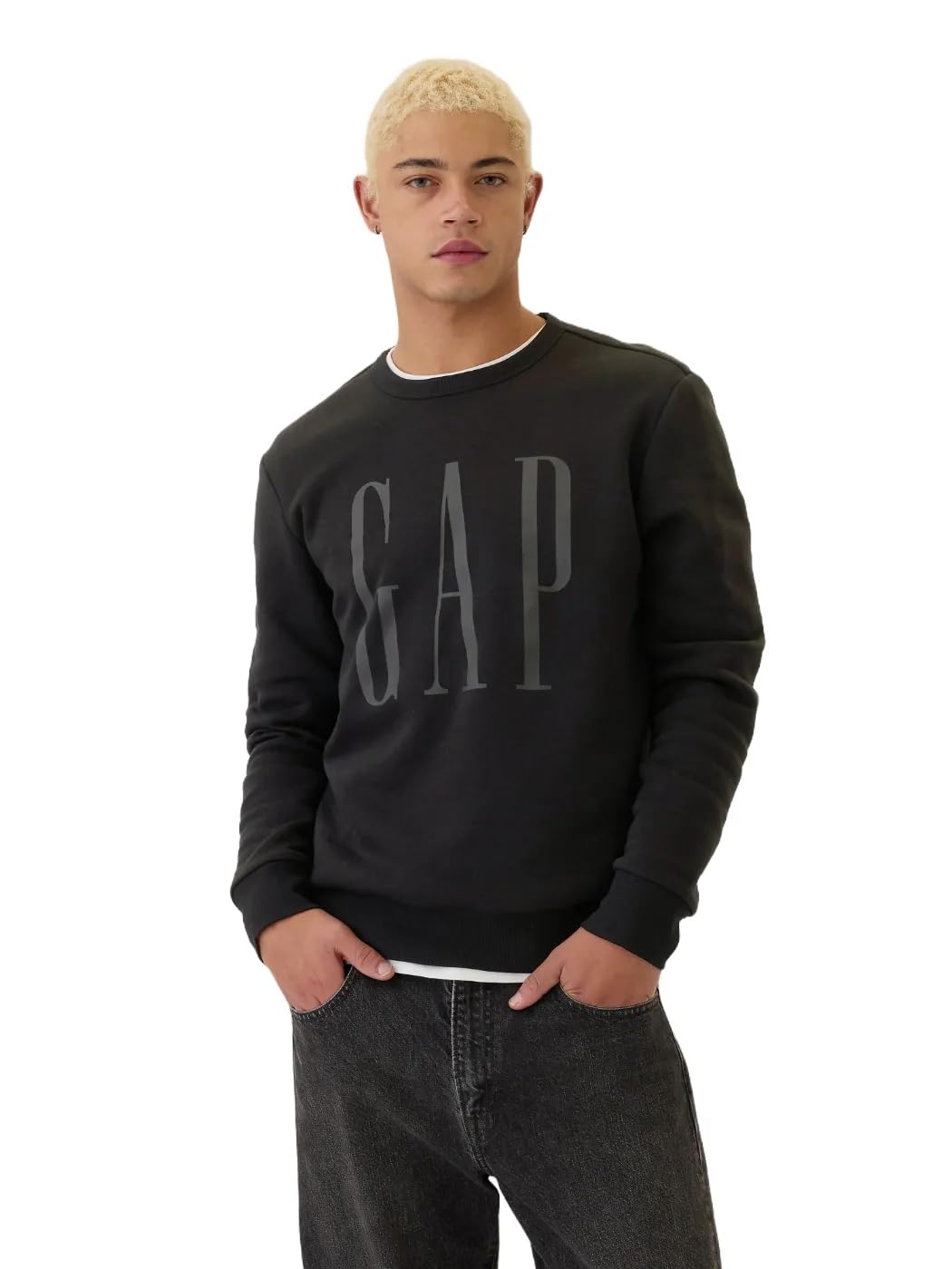 GAP Men's V-lw Db Fleece, Black, X-Large