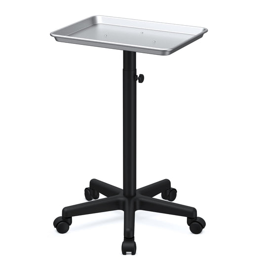 Premium Aluminum Instrument Salon Tray Tattoo Rolling Tray Station-Silver