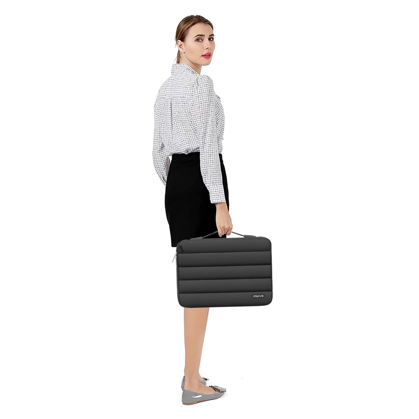MOSISO 360 Protective 15-16 inch Laptop Case, 15.6 inch Puffy Laptop Sleeve Compatible with MacBook Pro 16, HP, Dell, ASUS, Acer Laptop Notebook Computer, Polyester Horizontal Side Open Bag, Black