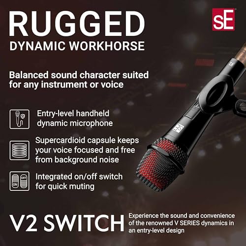 SE Electronics V2-SW Supercardioid Dynamic Handheld Microphone with On/Off Switch, Black