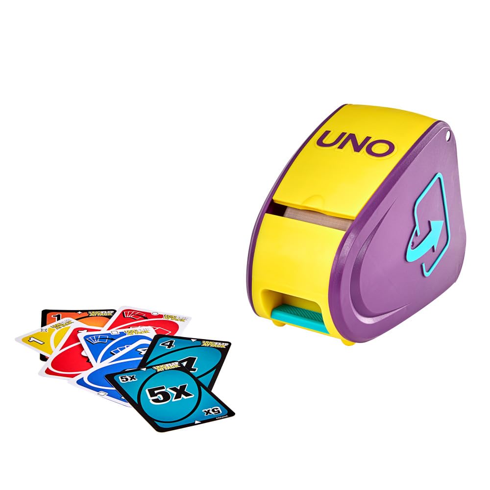 Mattel Games UNO Flip Attack Card Game with Launcher Unit & Double-Sided Deck for Kids, Families & Parties, 2-10 Players Ages 7+