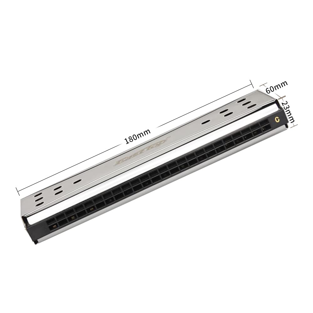 Selected Reeds 24Holes Double-sided Double-tone Harmonica, Advanced C-tone G-tone Polyphonic Harmonica for Beginners, Adults and Students with Wooden Box (24holes)