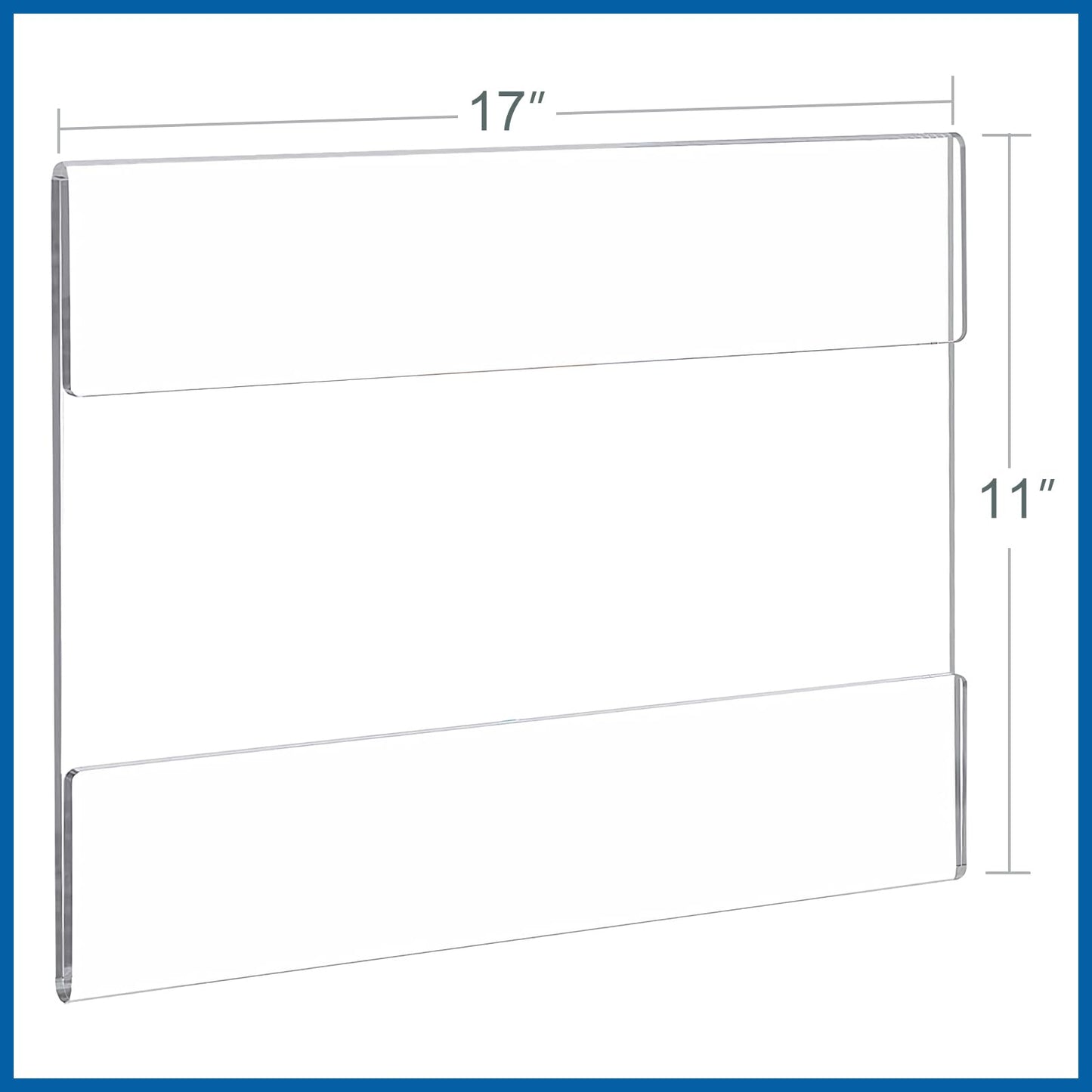 BlueValley Acrylic Sign Holder 11x17 Wall Mount Sign Holder Clear Display Plastic Frame With Mounted Tape for Poster, Picture, Flyer, Document - Wall Sign Holders for Office, Store, Restaurant, Horizontal 6 Pack
