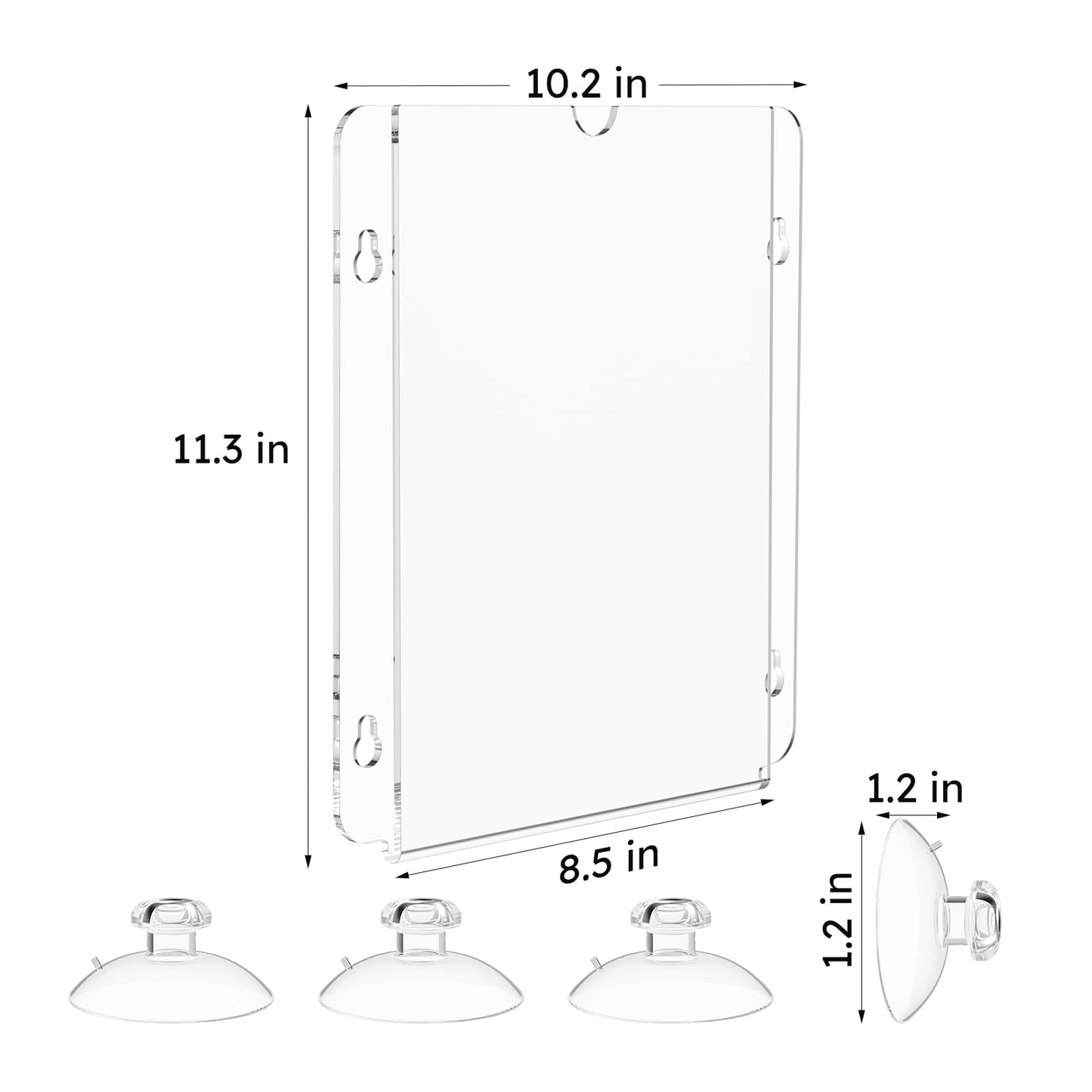 NIUBEE Acrylic Window Sign Holder with Suction Cups 8.5 X 11, Clear Acrylic Frames Glass Door Mount, Displaying Flyers, Notices and Menus, for Office, Store, Home, Restaurant (6 Pack)