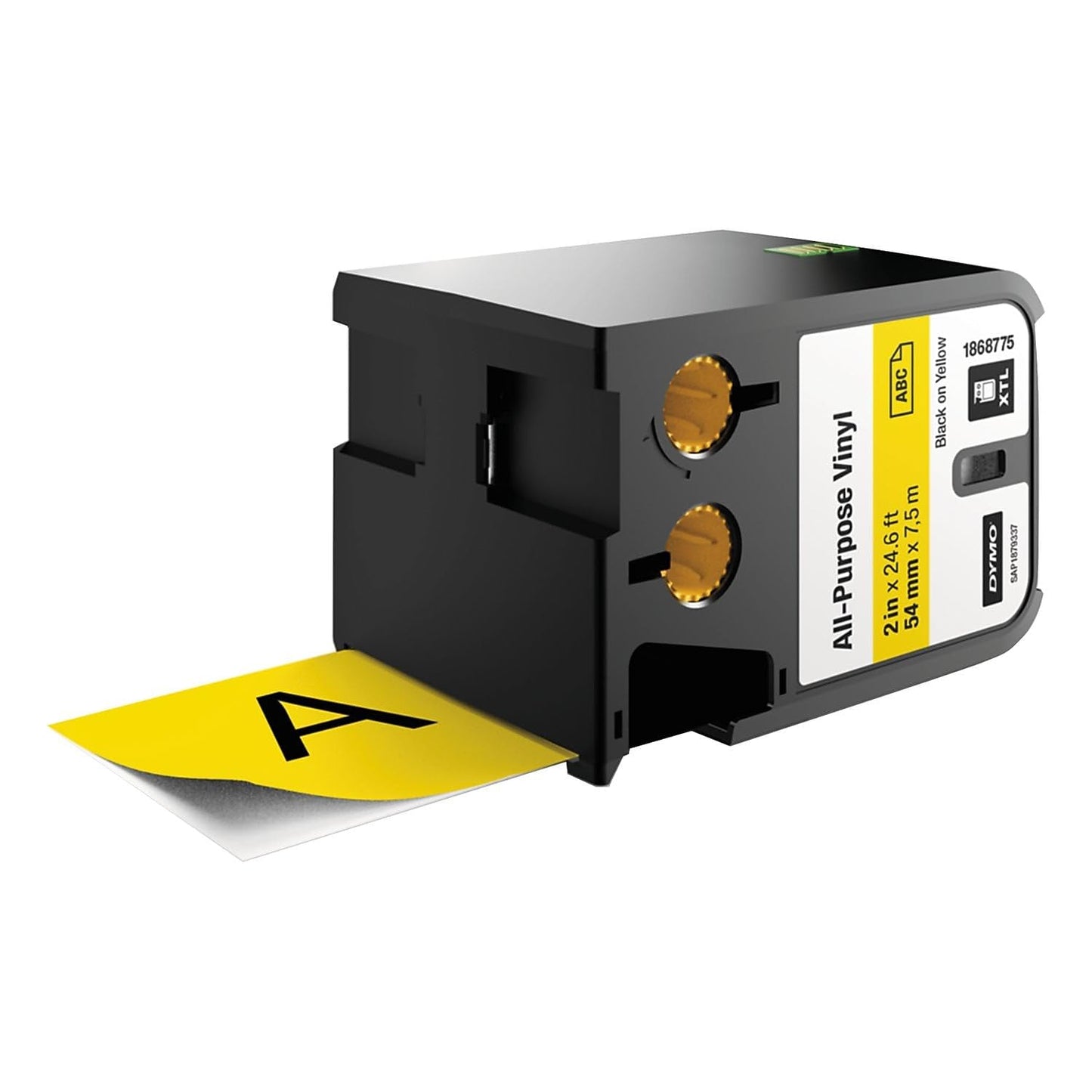 DYMO XTL All-Purpose Vinyl Labels, 1/2" x 23', Black on Clear