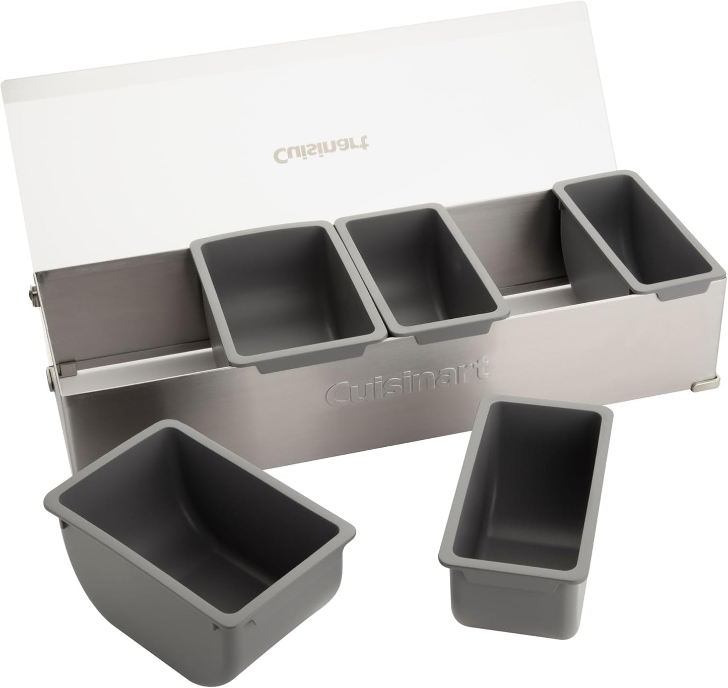 Cuisinart Condiment and Topping Station, Food Containers with Translucent Lid, Stainless Steel (CPS-617AC)