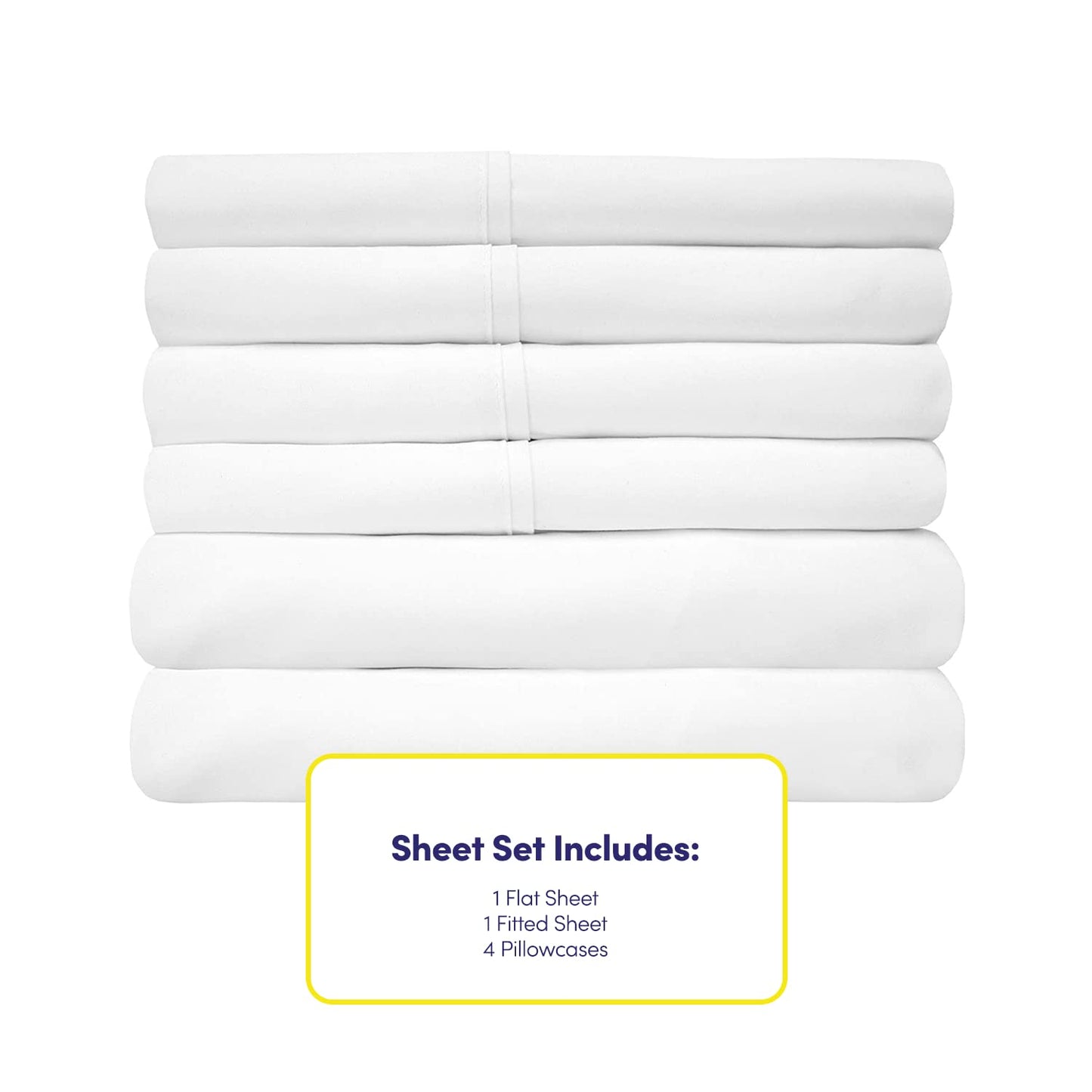 Sweet Home Collection 6-Piece 1500 Thread Count Egyptian Quality Deep Pocket Bed Sheet Set-4 standard Pillow Cases, Queen, White