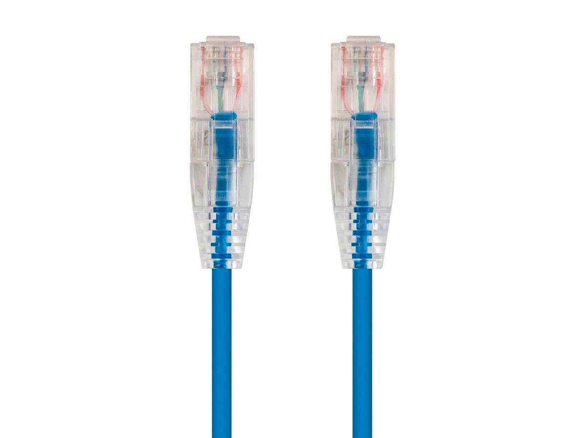Monoprice Cat6 Ethernet Patch Cable - 50 feet - Blue | Snagless RJ45 Stranded 550MHz UTP CMR Riser Rated Pure Bare Copper Wire 28AWG - SlimRun Series