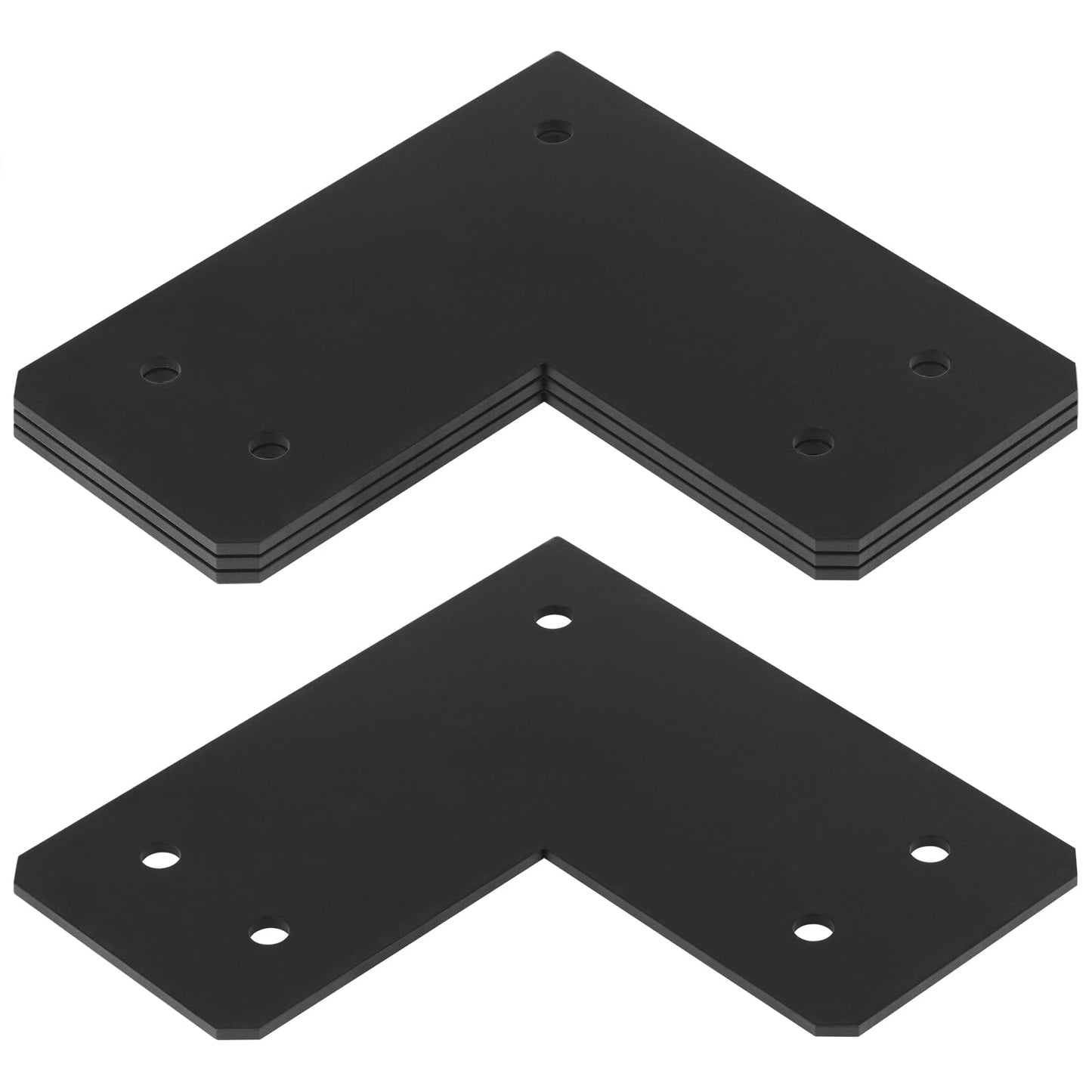 OTTFF 4 Pack Strong Strap Flat L Tie Plates Brackets for 6x6 Post, Mending Connector Wood, Steel, 12 Gauge