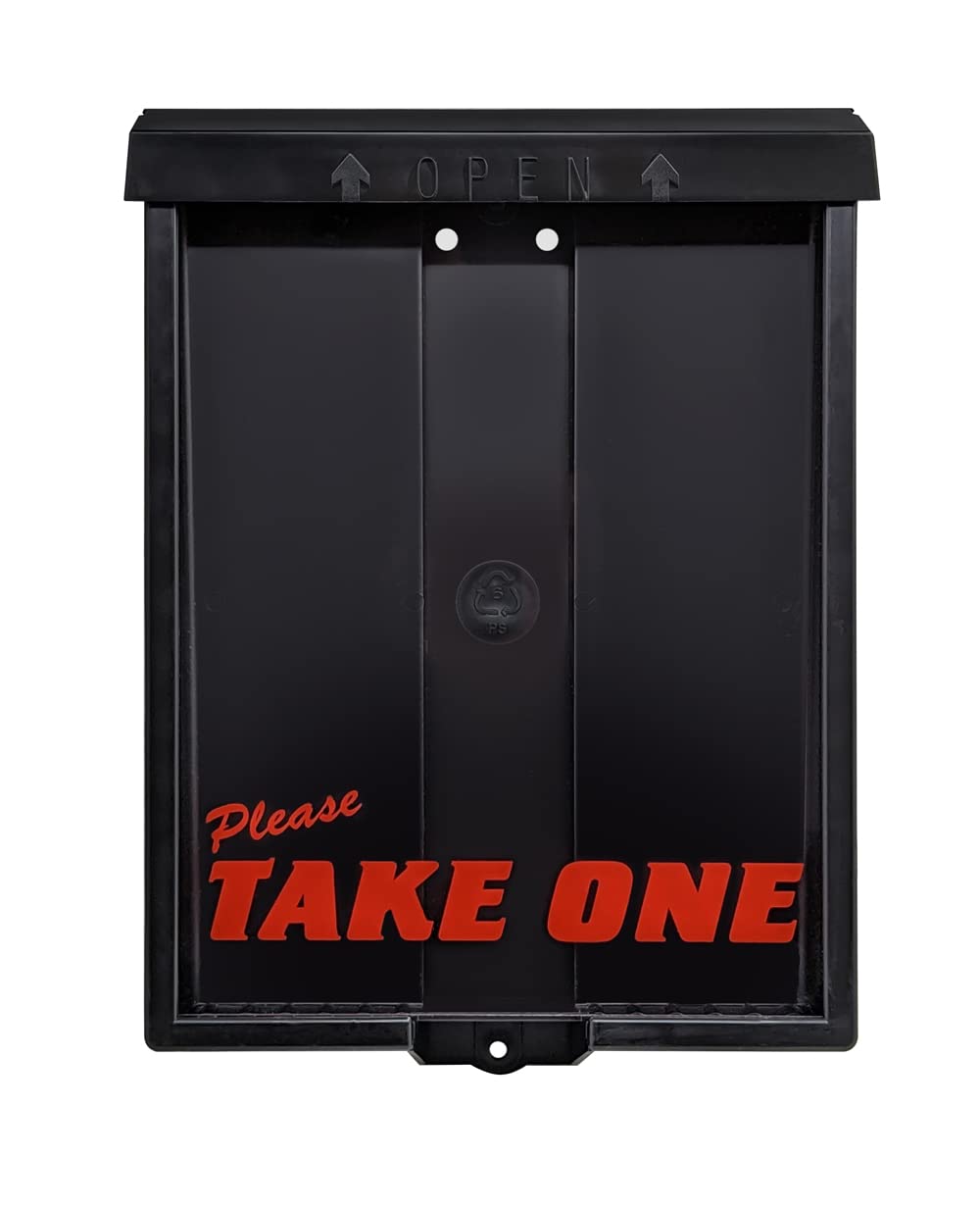 Outdoor Real Estate Brochure Box with Snap Close Lid, Take One Document Holder Can Hold 100, 8.5 x 11 Documents, Flyers, Literature and Other Outdoor Marketing Needs (Pack of 2, Black)