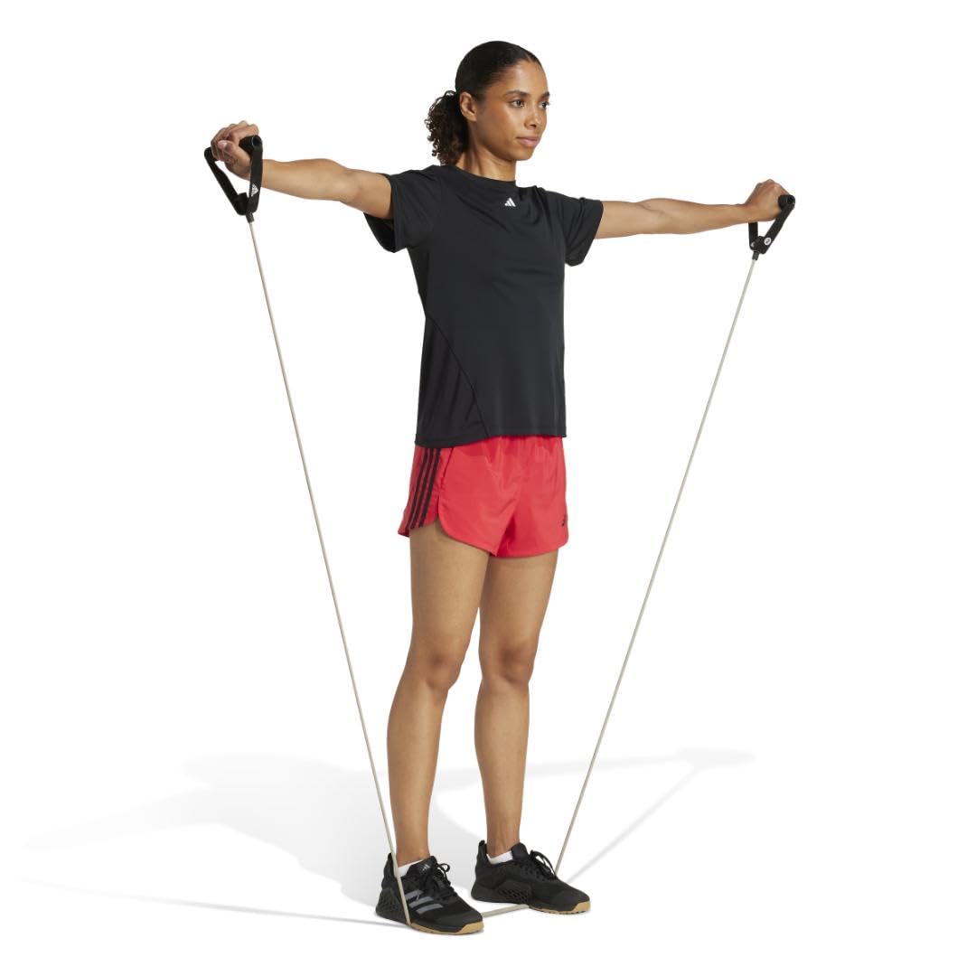 adidas Women's Pacer Training 3-Stripes Woven High-Rise Shorts, Pure Ruby/White, Small/3" Inseam