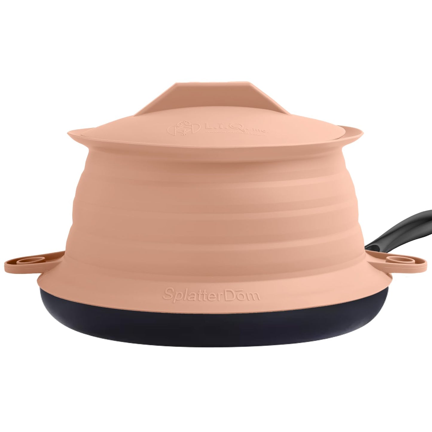 L.I.Q Silicone Splatter Guard – Fits 10 and 12 Inch Pots (25 and 30 Centimeters) – Microwave Safe and Durable SplatterDom - Includes 10” Lid - Food and Oil Splash Guard (Terra Cotta, Large)