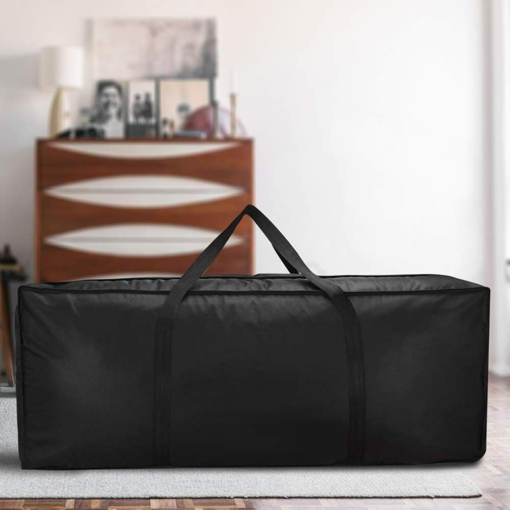 Furniture Storage Bag Black 210D Oxford Dust-Proof Patio Cushion Storage Bag Waterproof Veranda Bag with Small Carry Bag for Furniture Cover(173 * 76 * 51)