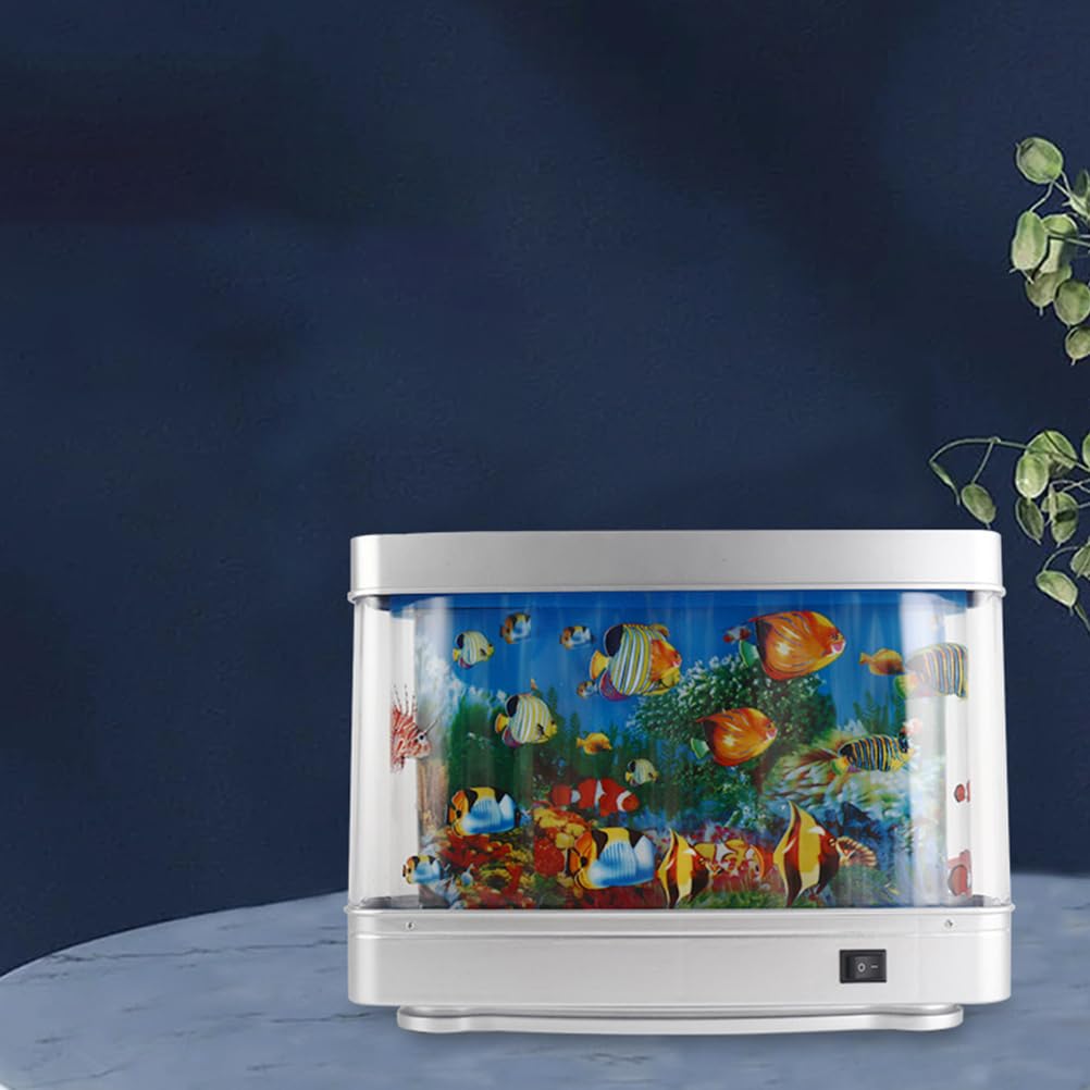 DOITOOL Fake Fish Tank Mini Aquarium: Artificial Tropical Fish Decorative Fake Fish Aquarium Lamp Artificial Aquarium Lights Motion Lamp Night Light with Moving Fish (US Plug)