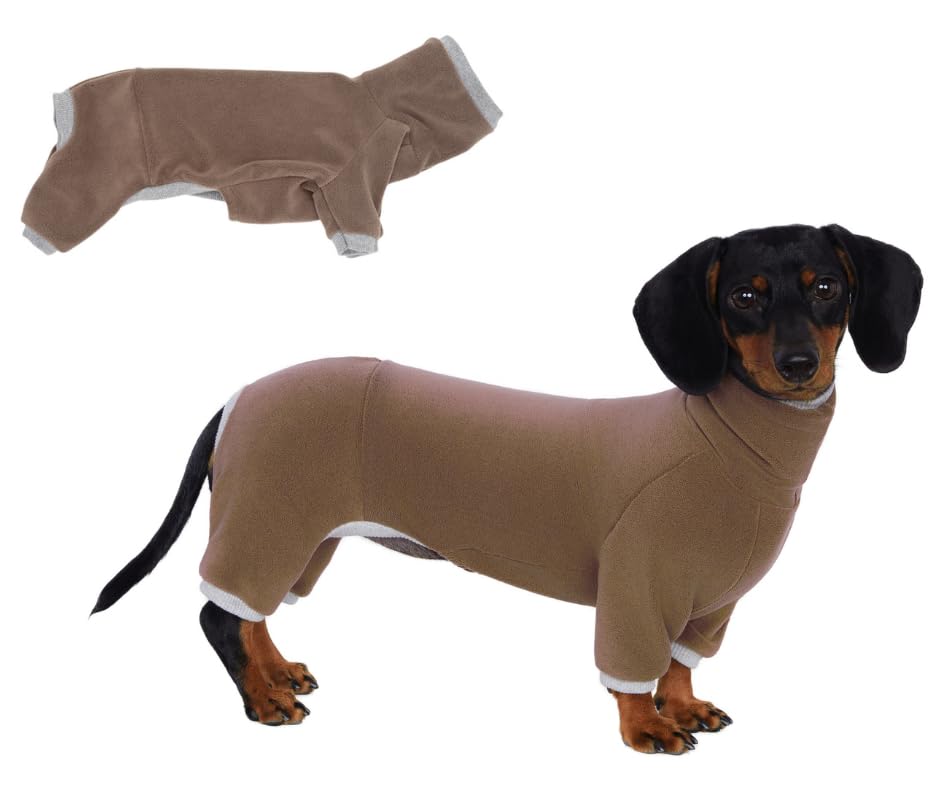 WhaleMire Dachshund Dog Turtleneck Warm Sweater, Winter Clothes, Suitable for Dachshunds (Brown, Large)