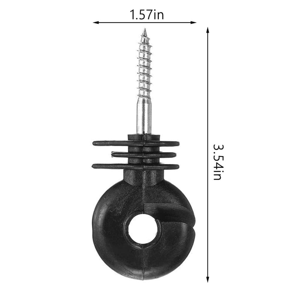 100Pcs Black Electric Fence Insulator Screw-in Insulator Fence Ring Post Wood Post insulators for Electric Fence (Grid System Accessories for Animal Husbandry Electronic)