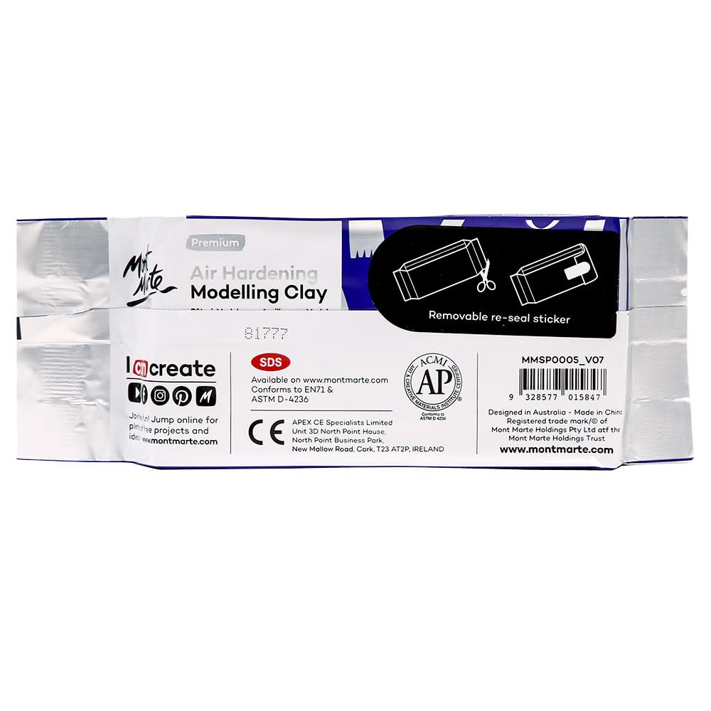 Mont Marte Modelling Clay Air Hardening White 3Pack, Ideal Choice for Professional Artists or Students.