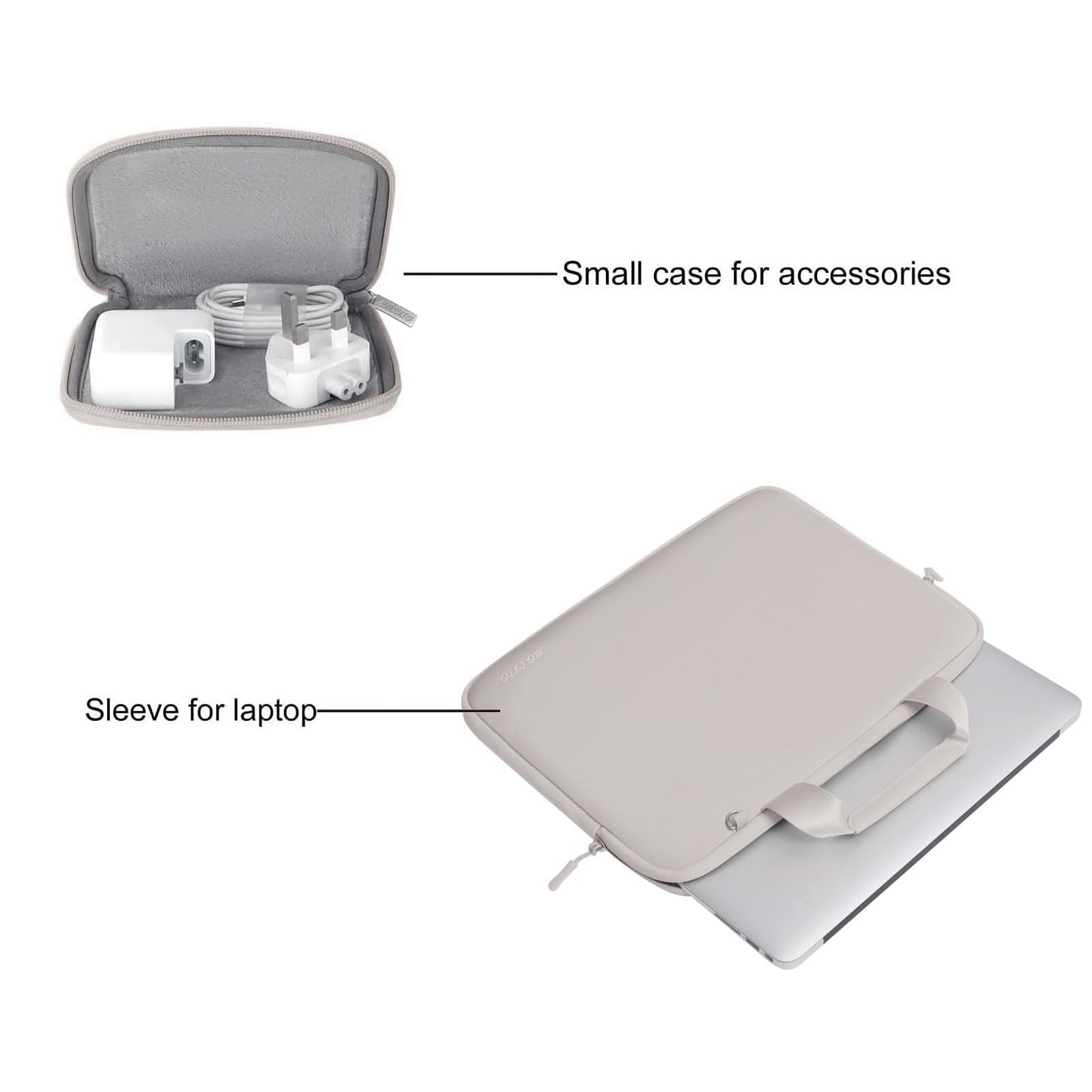 MOSISO Laptop Case 16 inch, 15-15.6 inch Laptop Sleeve Bag Compatible with MacBook Pro 16, HP Acer Dell Lenovo ASUS, Neoprene Carrying Computer Bag with Handle&Detachable Small Case, Stone Gray