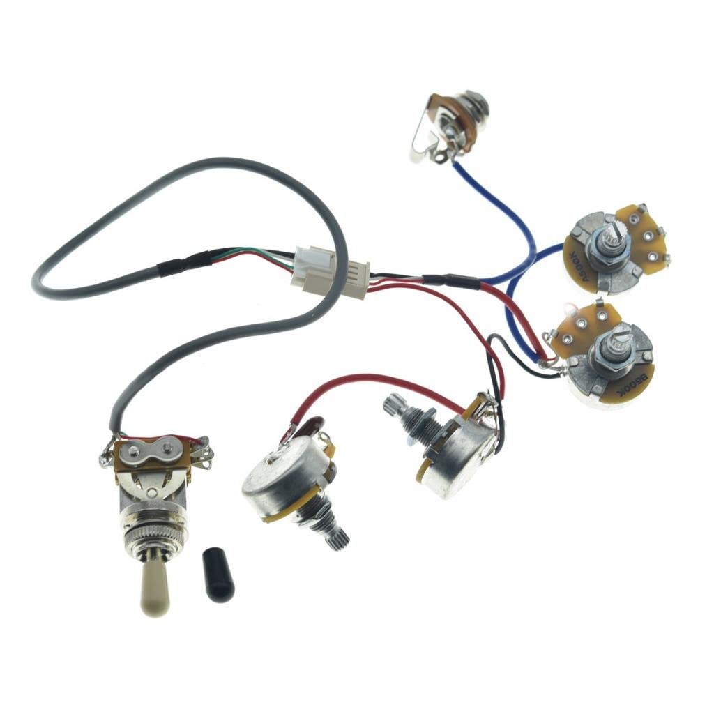 Guitar Prewired Wiring Harness Humbucker Solderless Wiring Harness 2V2T with 500K Pots and 3 Way Toggle Switch For LP Standard Series