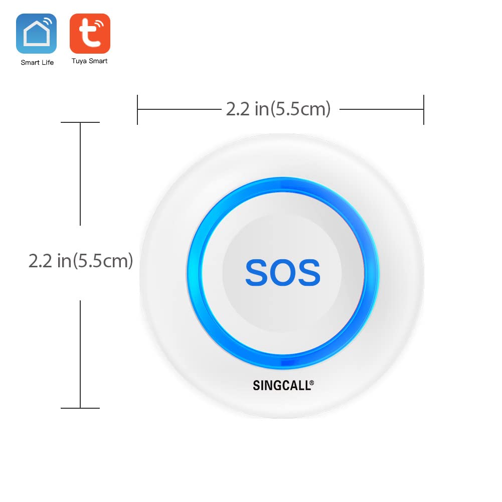 SINGCALL Tuya WiFi Intelligent Healthcare SOS Wireless Caregiver Alert Call Button Alarm for Patient Handicapped Elderly Children Nurse Calling Smart Pager