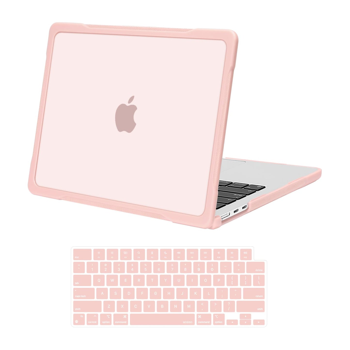 MOSISO Compatible with MacBook Air 13 inch Case M5 2026 M4 2025 M3 M2 2024-2022 A3449 A3240 A3113 A2681, 2 in 1 Kit Crack-Resistant Hard Case with Soft TPU Bumper for MacBook Air 13.6, Pink