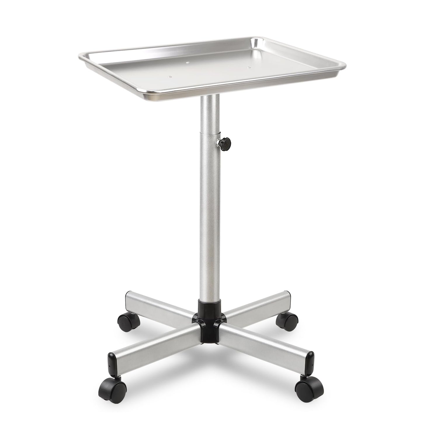 Salon Tray on Wheels, Rolling Tattoo Tray, Adjustable Hair Stylist Tray, Metal Mayo Stand Tray, Salon Color Tray Use As Medical Tray, No-Rusting