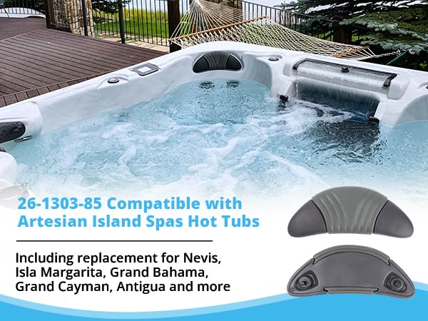 26-1303-85 Spa Pillow Replacement Head Rest Pillows Dark Grey Hot Tub Pillow Headrest Compatible with Artesian Island Spas Hot Tubs Isla Margarita Grand Bahama Grand Cayman Antigua Captiva (2Pack)