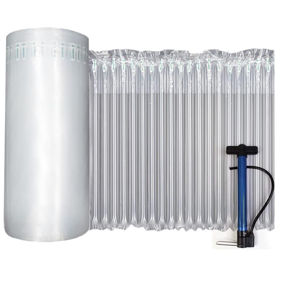 Bubble Cushioning Wrap Roll, 15.75 inch x144 Feet, Inflatable Air Pillow Column Wrap for heavy duty Packing and Moving, Large Bubble Wine Bottle Protector Breakable Shipping Supplies with Free Pump