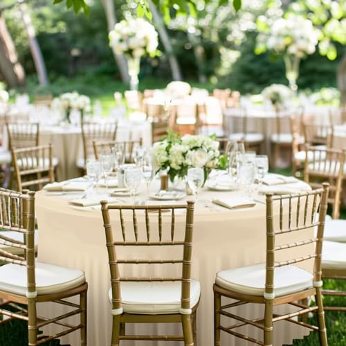 4 Pack Champagne Cloth Tablecloth for 5 FT Round Table, Circle Picnic Table Cloths for Outdoors, Table Cloths for 60 Inch Circular Tables for Wedding Photography Social Events Engagement Party Decor