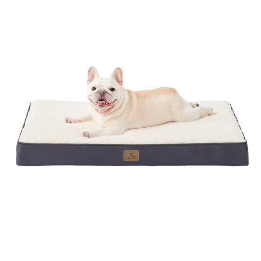 Bedfolks Orthopedic Dog Bed for Large Dogs - Egg Foam Dog Crate Bed with Removable Waterproof Cover, Pet Bed Mat Suitable for Dogs and Pets Up to 65 lbs (36 x 27 x 3 inches, Grey)