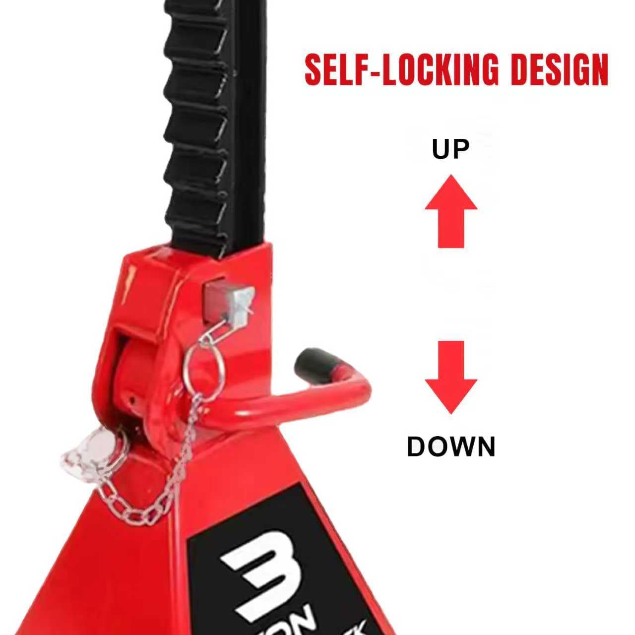 Car Jack with Double Pin Locking Jack Stands Stand Adjustable Heavy Duty Professional SteelJack Stand, 3 Ton (6,600 LBs) for Trucks,Home,Garage, SUV, Pickup,Car,UTV/ATV, Red 1 Pair