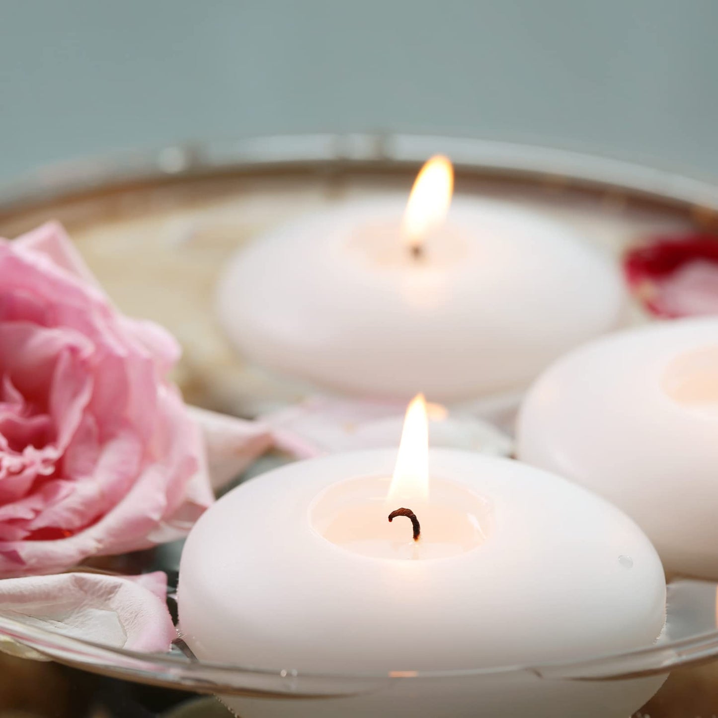 Flamecan 36 Pack Floating Candles, 3” White Unscented Dripless Wax Burning Candles, for Cylinder Vases, Weddings, Party and Holiday