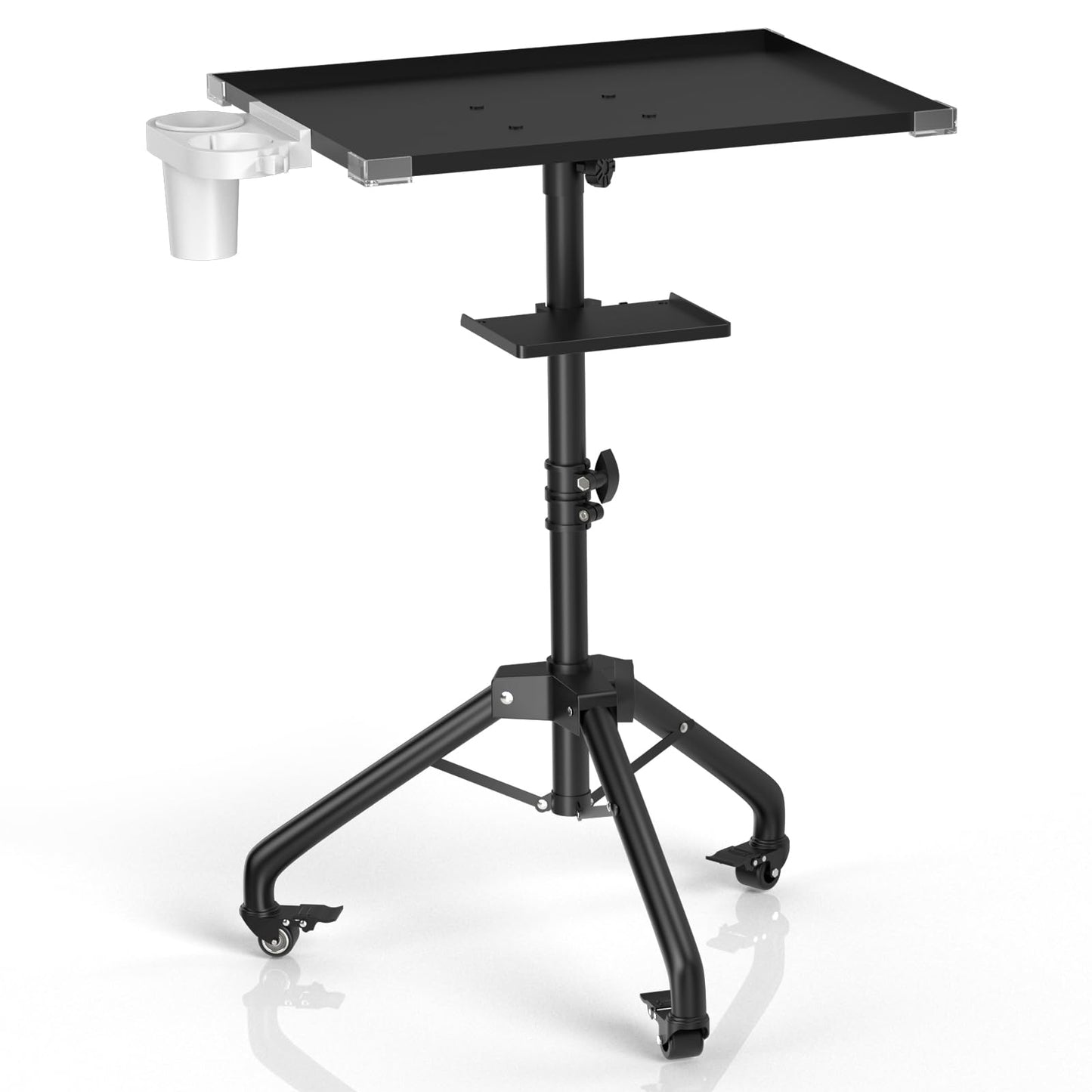 ZHOOGE Salon Tray Cart on Wheels with Stand Rack Tray, Height Adjustable Salon Service Tray with 360 Degree Mute Universal Wheel for Tattoo Work, SPA and Dental Tray