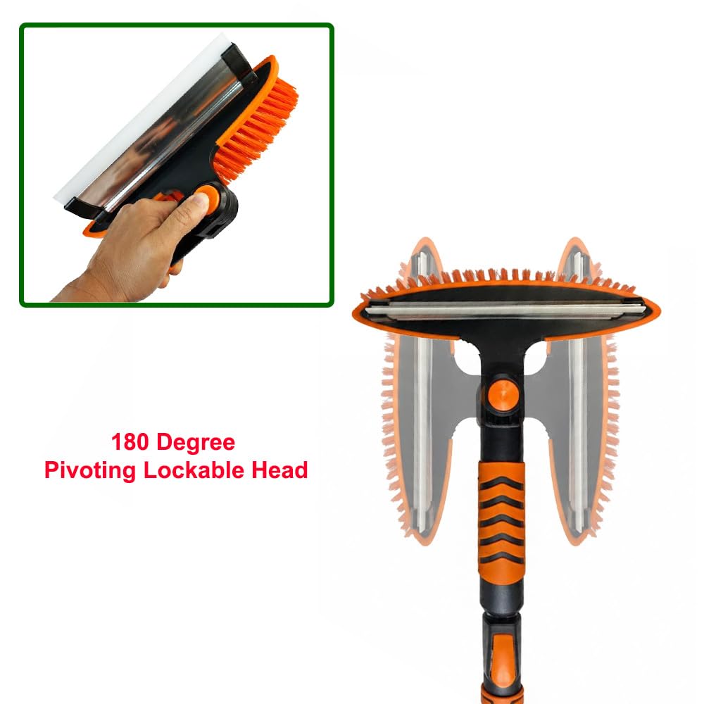 GEARFLAG 4-in-1 Car Snow Brush and Ice Scraper | 45 Inch Extendable Snow Shovel & Squeegee for Windshield | 180° Rotating Head, Comfortable EVA Grip, Portable Winter Tool for Trucks & SUVs