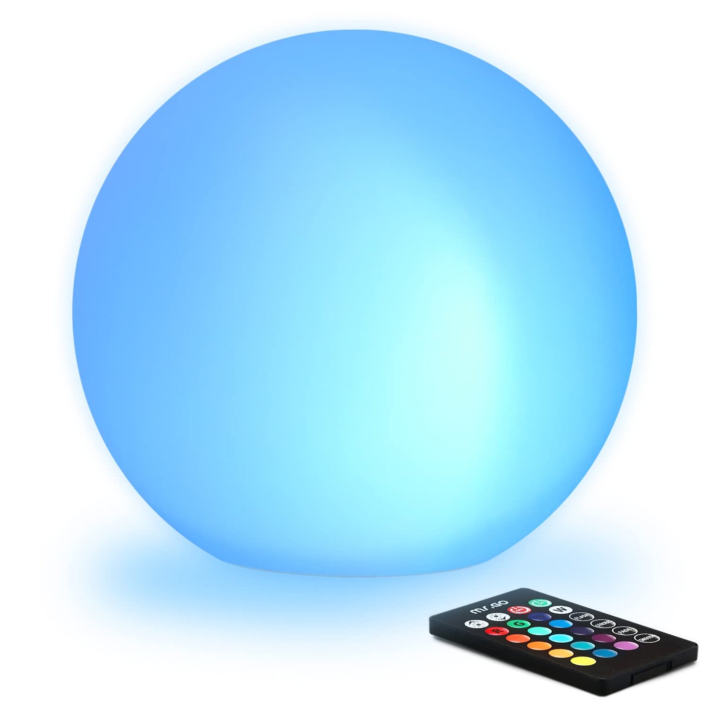Mr.Go 8-inch Ultra-Fun LED Glowing Ball Light w/Remote, RGB Color Changing Globe Mood Lamp, Kids Night Light, 16 Colors 8 Brightness 4 Lighting Effects, Waterproof, Rechargeable, Stunning Light Orb
