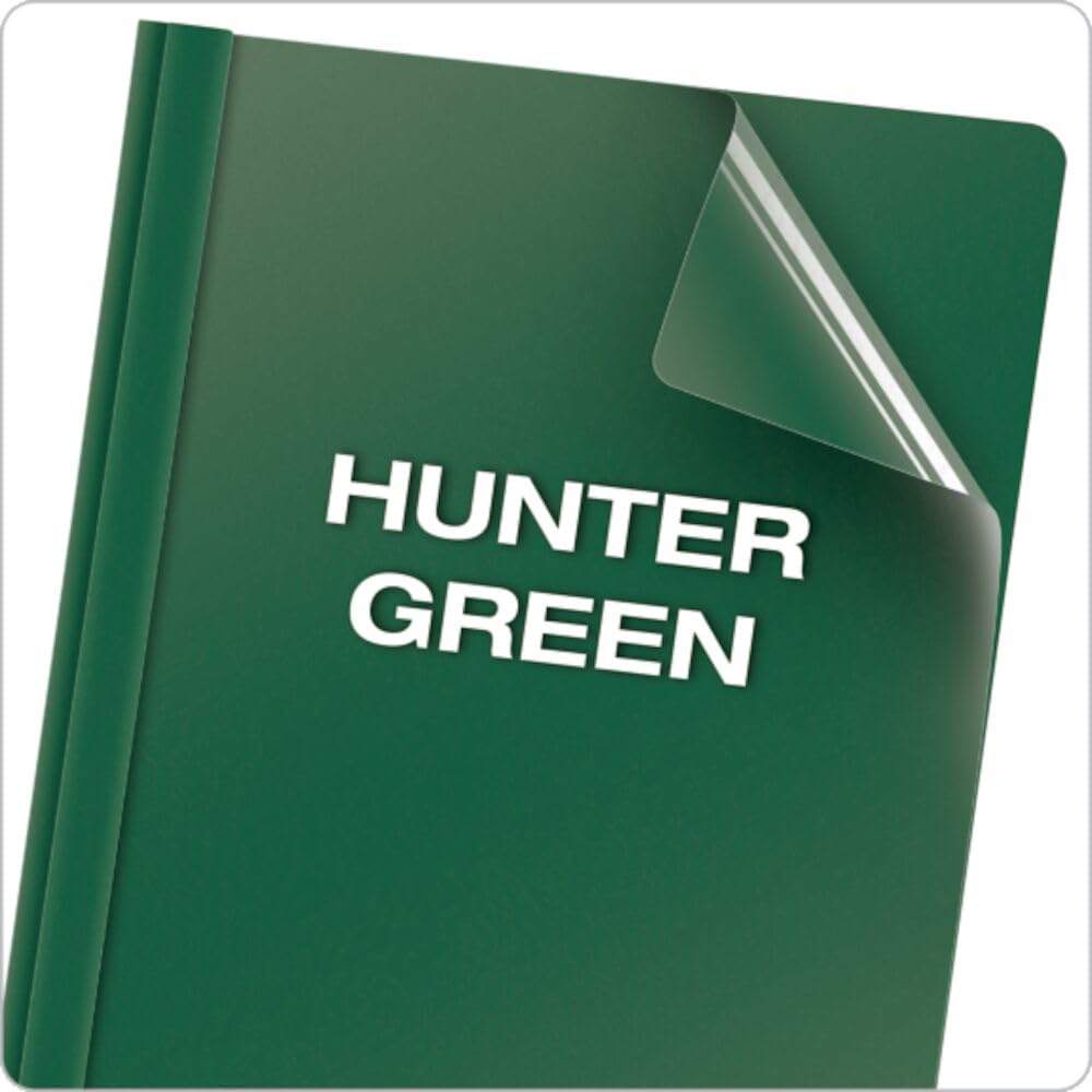 Oxford Duotang Clear Front Report Covers, Letter Size, Hunter Green, 100-Sheet Capacity, Sturdy Paper Back, Concealed 2-Prong Fasteners, Office and School Presentation, 25-Pack