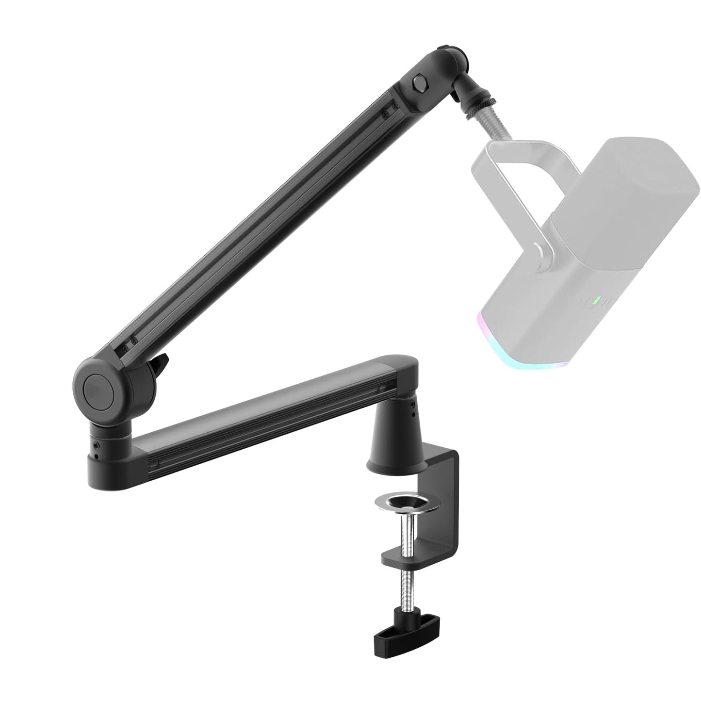 Low Profile Mic Arm, Microphone Boom Arm, Full Aluminum Adjustable Mic Stand with Desk Clamp, 360° Rotatable Heavy Duty Microphone Stand for Streaming, Podcasting, Recording